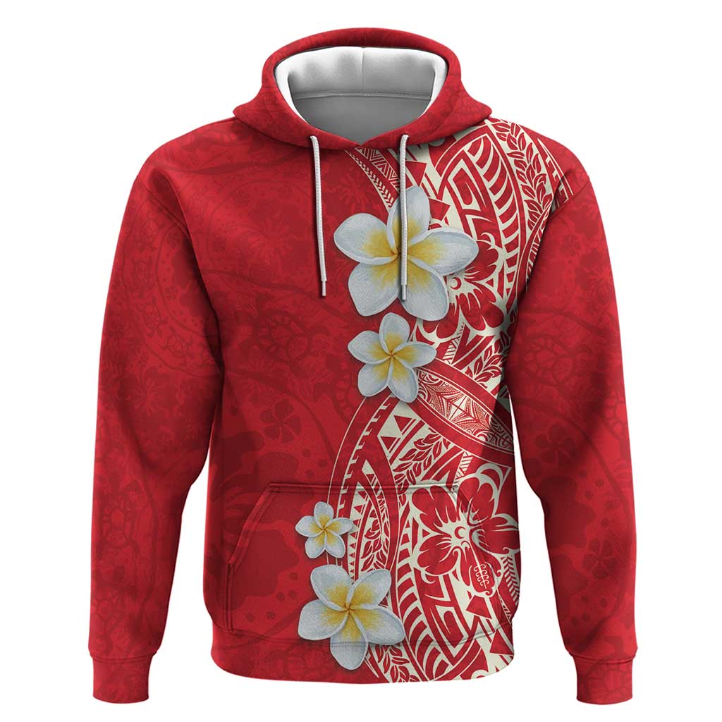 Plumeria Hoodie Polynesian Tribal Frangipani Red LT03 Pullover Hoodie Red - Polynesian Pride