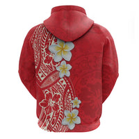 Plumeria Hoodie Polynesian Tribal Frangipani Red LT03 - Polynesian Pride