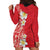 Plumeria Hoodie Dress Polynesian Tribal Frangipani Red