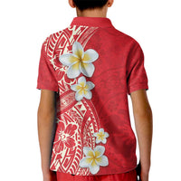 Plumeria Kid Polo Shirt Polynesian Tribal Frangipani Red LT03 - Polynesian Pride
