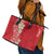 Plumeria Leather Tote Bag Polynesian Tribal Frangipani Red