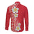 Plumeria Long Sleeve Button Shirt Polynesian Tribal Frangipani Red