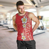 Plumeria Men Tank Top Polynesian Tribal Frangipani Red LT03 Red - Polynesian Pride