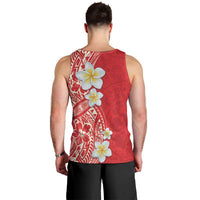 Plumeria Men Tank Top Polynesian Tribal Frangipani Red LT03 - Polynesian Pride