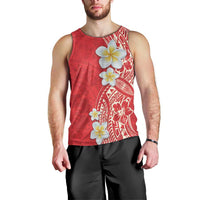 Plumeria Men Tank Top Polynesian Tribal Frangipani Red LT03 - Polynesian Pride