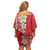 Plumeria Off Shoulder Short Dress Polynesian Tribal Frangipani Red