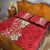 Plumeria Quilt Bed Set Polynesian Tribal Frangipani Red