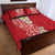 Plumeria Quilt Bed Set Polynesian Tribal Frangipani Red