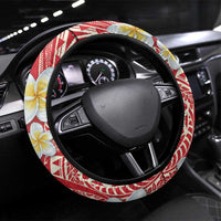 Plumeria Steering Wheel Cover Polynesian Tribal Frangipani Red LT03 Universal Fit Red - Polynesian Pride
