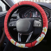 Plumeria Steering Wheel Cover Polynesian Tribal Frangipani Red LT03 - Polynesian Pride