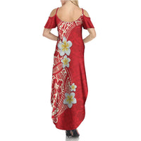 Plumeria Summer Maxi Dress Polynesian Tribal Frangipani Red LT03 - Polynesian Pride