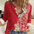 Plumeria Women Casual Shirt Polynesian Tribal Frangipani Red