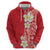 Plumeria Zip Hoodie Polynesian Tribal Frangipani Red