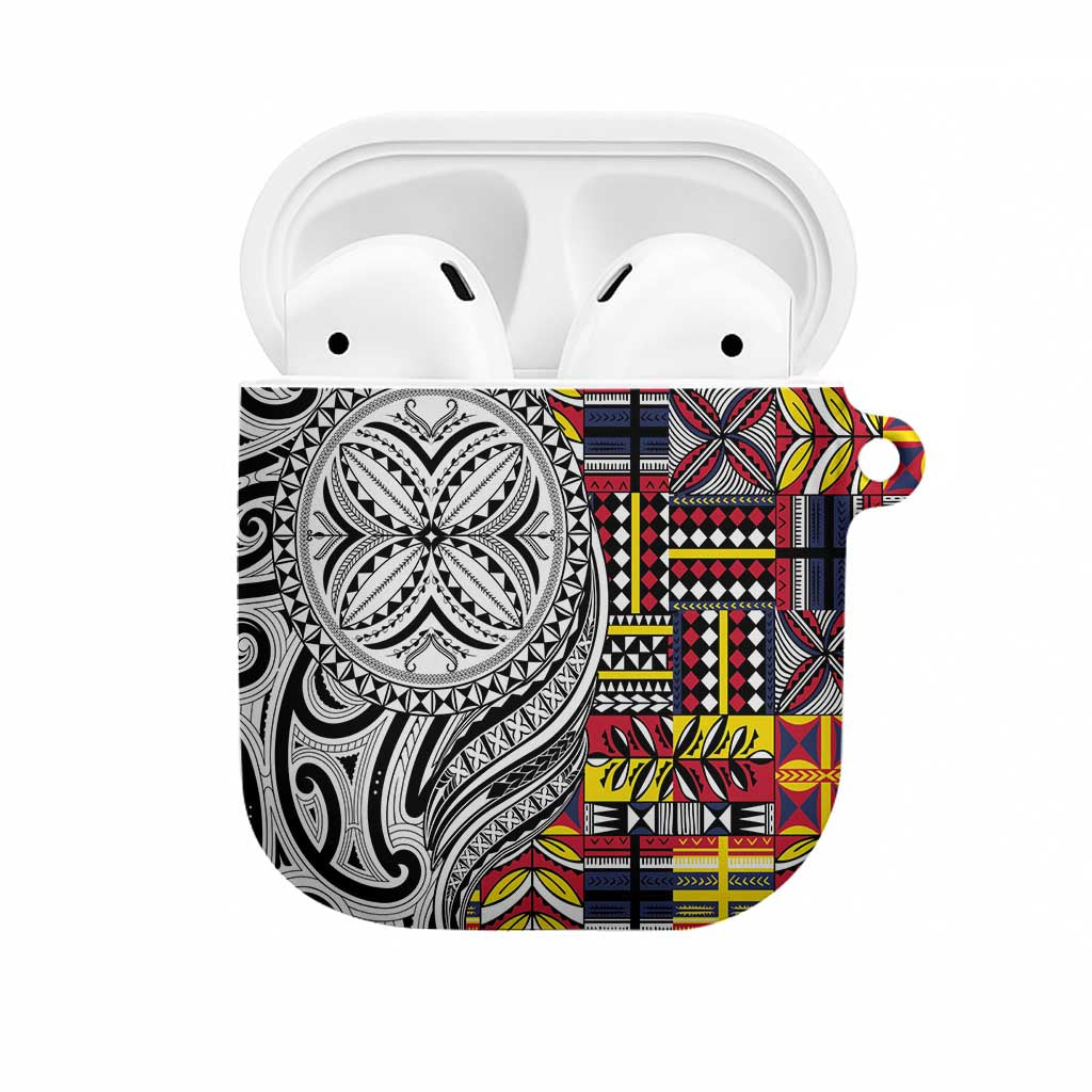 Niue Hiapo and Maori Decoration Tattoos AirPods Case LT03 White - Polynesian Pride