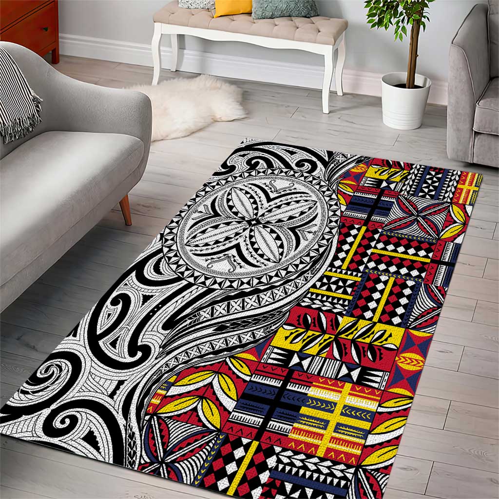 Niue Hiapo and Maori Decoration Tattoos Area Rug LT03 - Polynesian Pride