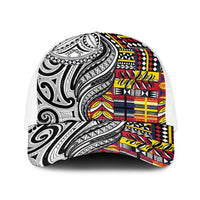 Niue Hiapo and Maori Decoration Tattoos Baseball Net Cap LT03 One Size White White - Polynesian Pride