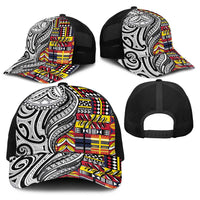 Niue Hiapo and Maori Decoration Tattoos Baseball Net Cap LT03 - Polynesian Pride