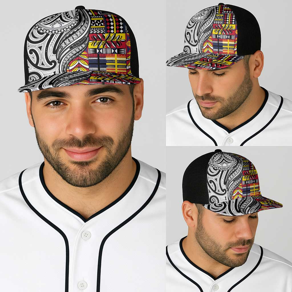 Niue Hiapo and Maori Decoration Tattoos Baseball Net Cap LT03 - Polynesian Pride