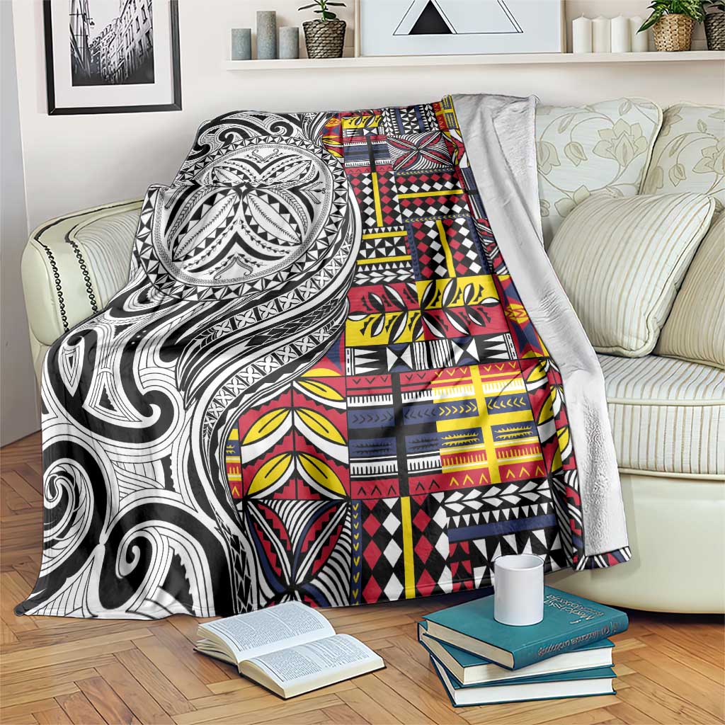 Niue Hiapo and Maori Decoration Tattoos Blanket LT03 White - Polynesian Pride