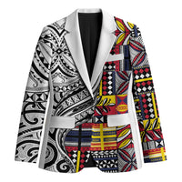 Niue Hiapo and Maori Decoration Tattoos Blazer LT03 Unisex White - Polynesian Pride