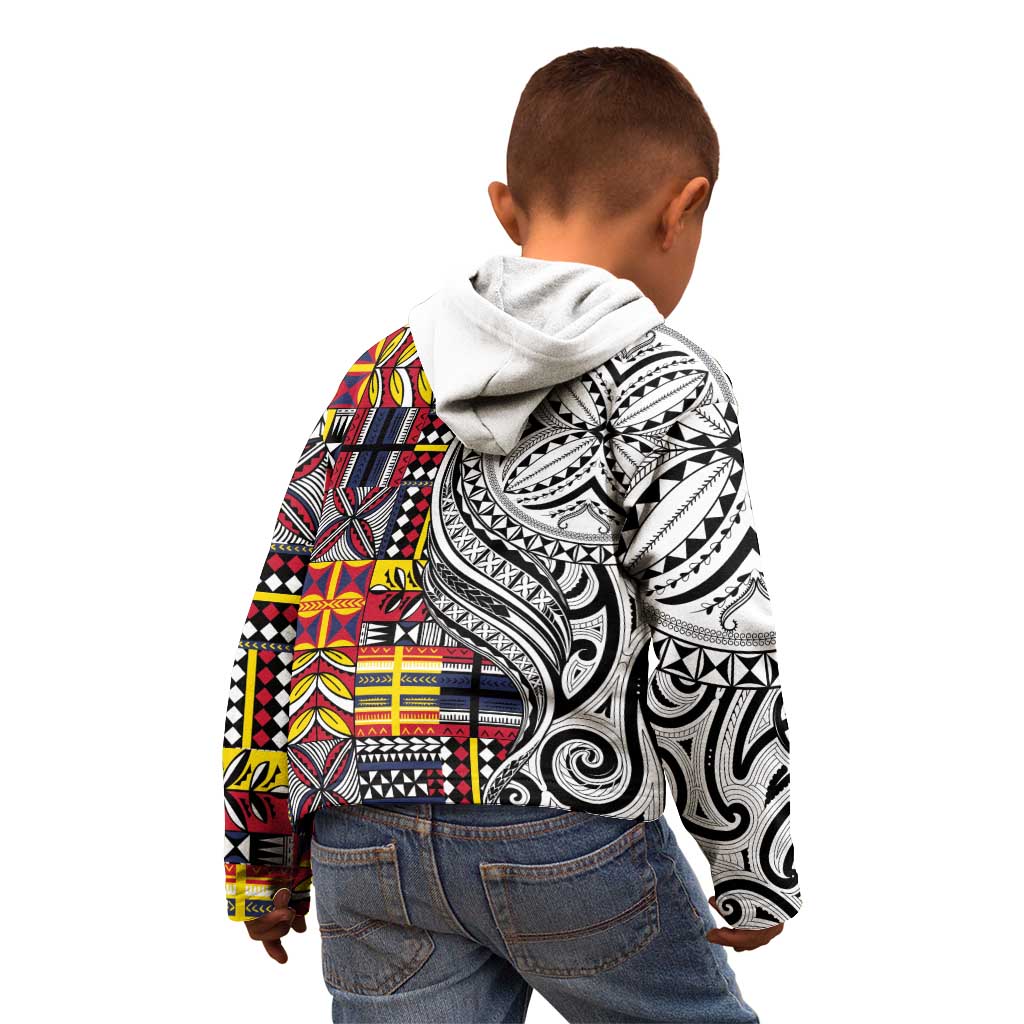 Niue Hiapo and Maori Decoration Tattoos Kid Hoodie LT03 - Polynesian Pride