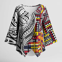 Niue Hiapo and Maori Decoration Tattoos Kimono Sleeve Blouse LT03 Female White - Polynesian Pride