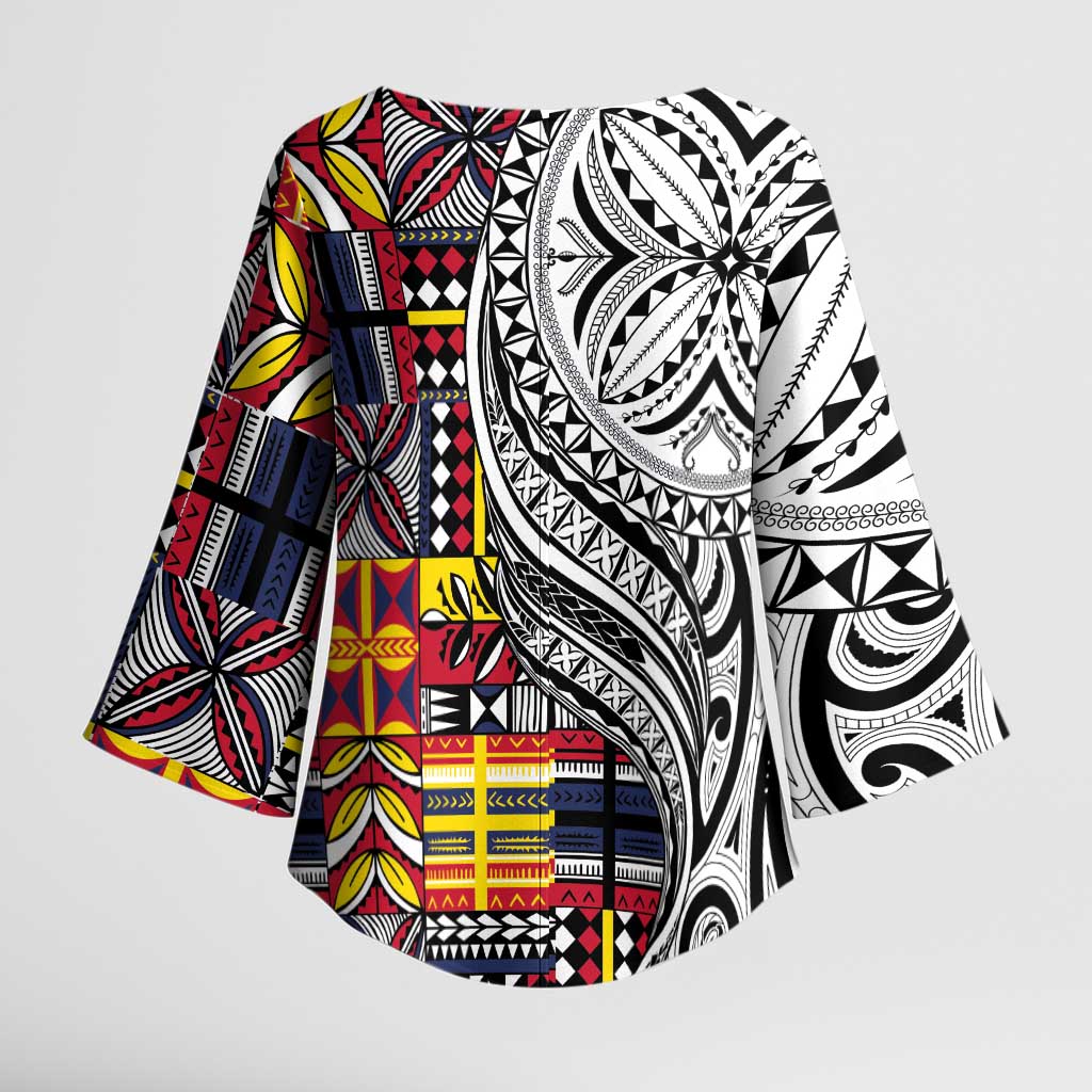 Niue Hiapo and Maori Decoration Tattoos Kimono Sleeve Blouse LT03 - Polynesian Pride