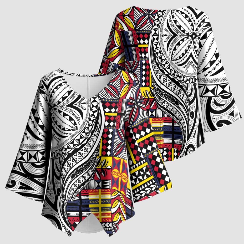 Niue Hiapo and Maori Decoration Tattoos Kimono Sleeve Blouse LT03 - Polynesian Pride