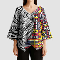 Niue Hiapo and Maori Decoration Tattoos Kimono Sleeve Blouse LT03 - Polynesian Pride