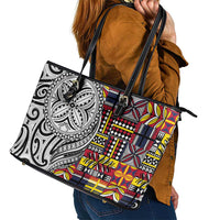 Niue Hiapo and Maori Decoration Tattoos Leather Tote Bag LT03 - Polynesian Pride