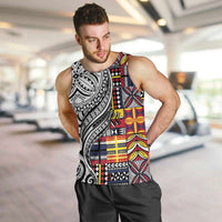 Niue Hiapo and Maori Decoration Tattoos Men Tank Top LT03 White - Polynesian Pride