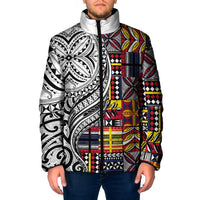 Niue Hiapo and Maori Decoration Tattoos Padded Jacket LT03 Men White - Polynesian Pride
