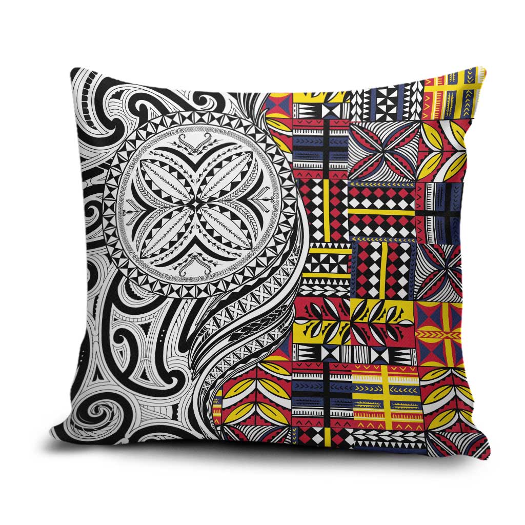 Niue Hiapo and Maori Decoration Tattoos Pillow Cover LT03 White - Polynesian Pride