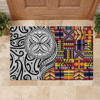 Niue Hiapo and Maori Decoration Tattoos Rubber Doormat LT03 White - Polynesian Pride