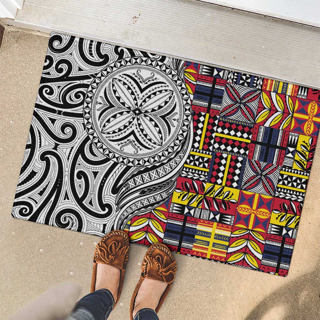 Niue Hiapo and Maori Decoration Tattoos Rubber Doormat LT03 - Polynesian Pride