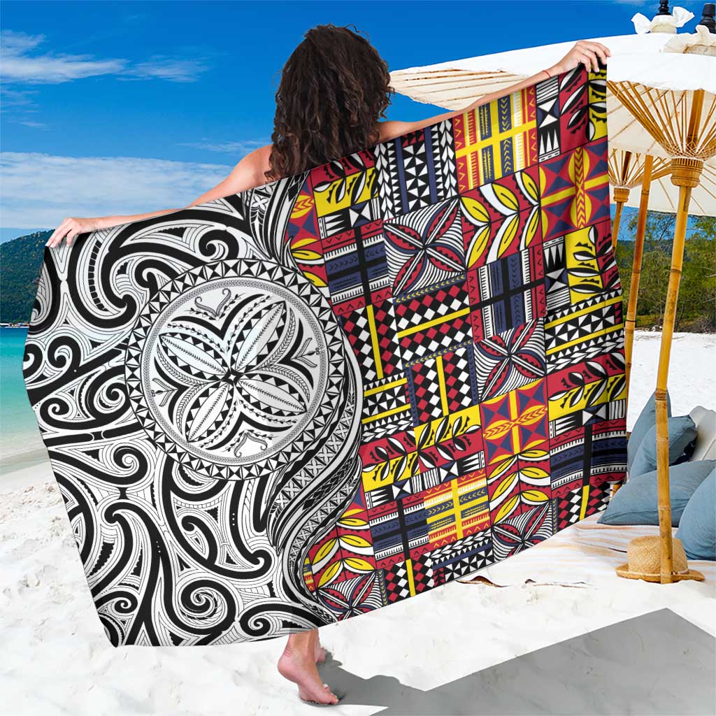 Niue Hiapo and Maori Decoration Tattoos Sarong LT03 One Size 44 x 66 inches White - Polynesian Pride