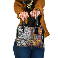 Niue Hiapo and Maori Decoration Tattoos Shoulder Handbag LT03 One Size White - Polynesian Pride