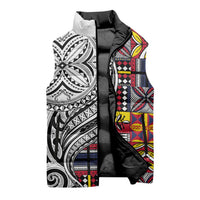 Niue Hiapo and Maori Decoration Tattoos Sleeveless Puffer Jacket LT03 - Polynesian Pride