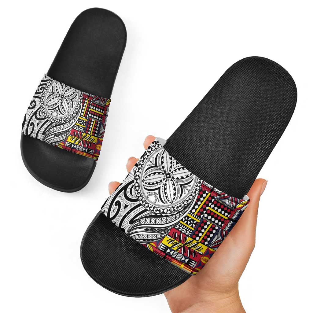 Niue Hiapo and Maori Decoration Tattoos Slide Sandals LT03 - Polynesian Pride