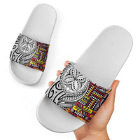 Niue Hiapo and Maori Decoration Tattoos Slide Sandals LT03 - Polynesian Pride