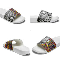 Niue Hiapo and Maori Decoration Tattoos Slide Sandals LT03 - Polynesian Pride