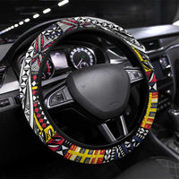 Niue Hiapo and Maori Decoration Tattoos Steering Wheel Cover LT03 Universal Fit White - Polynesian Pride