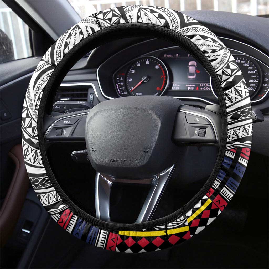 Niue Hiapo and Maori Decoration Tattoos Steering Wheel Cover LT03 - Polynesian Pride