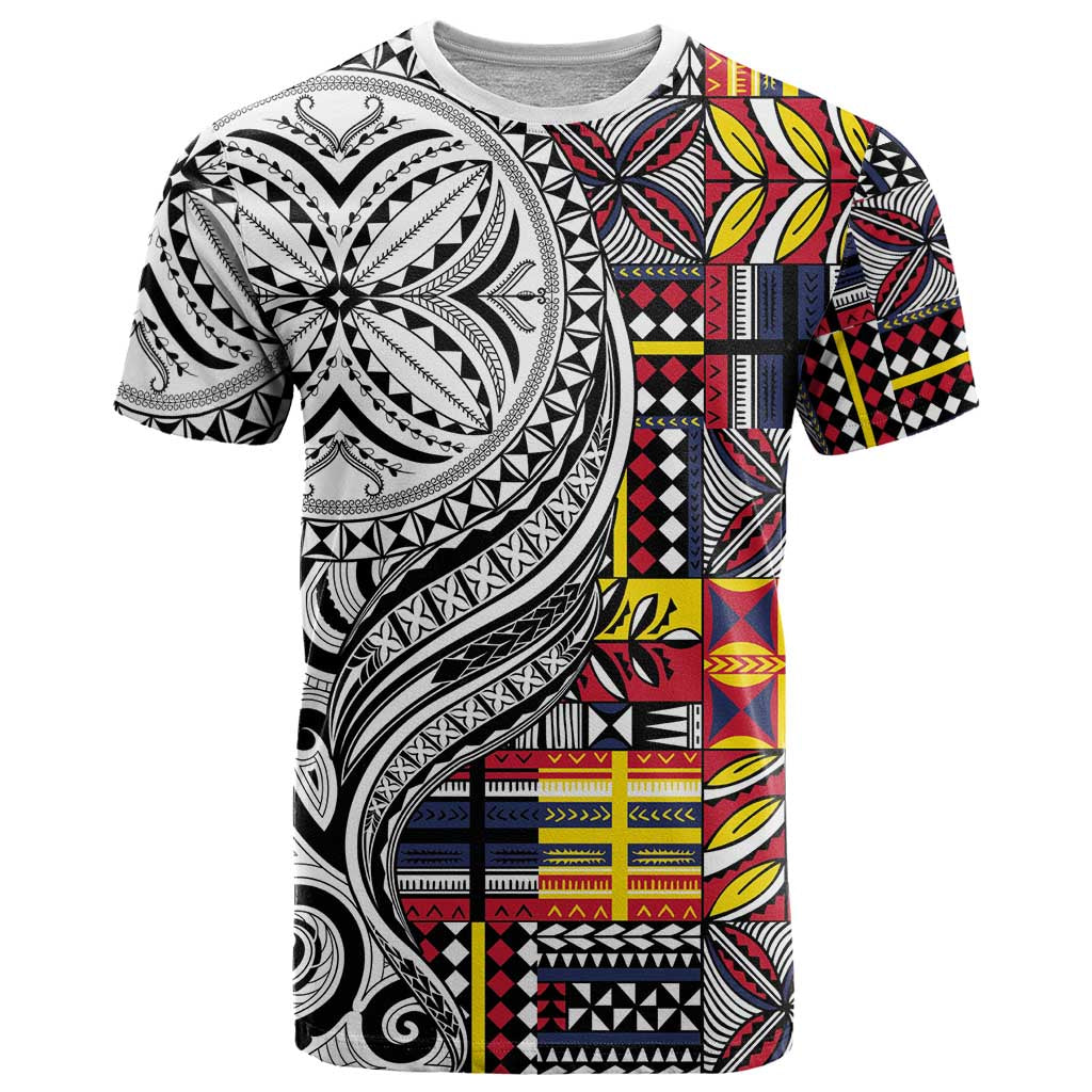 Niue Hiapo and Maori Decoration Tattoos T Shirt LT03 White - Polynesian Pride