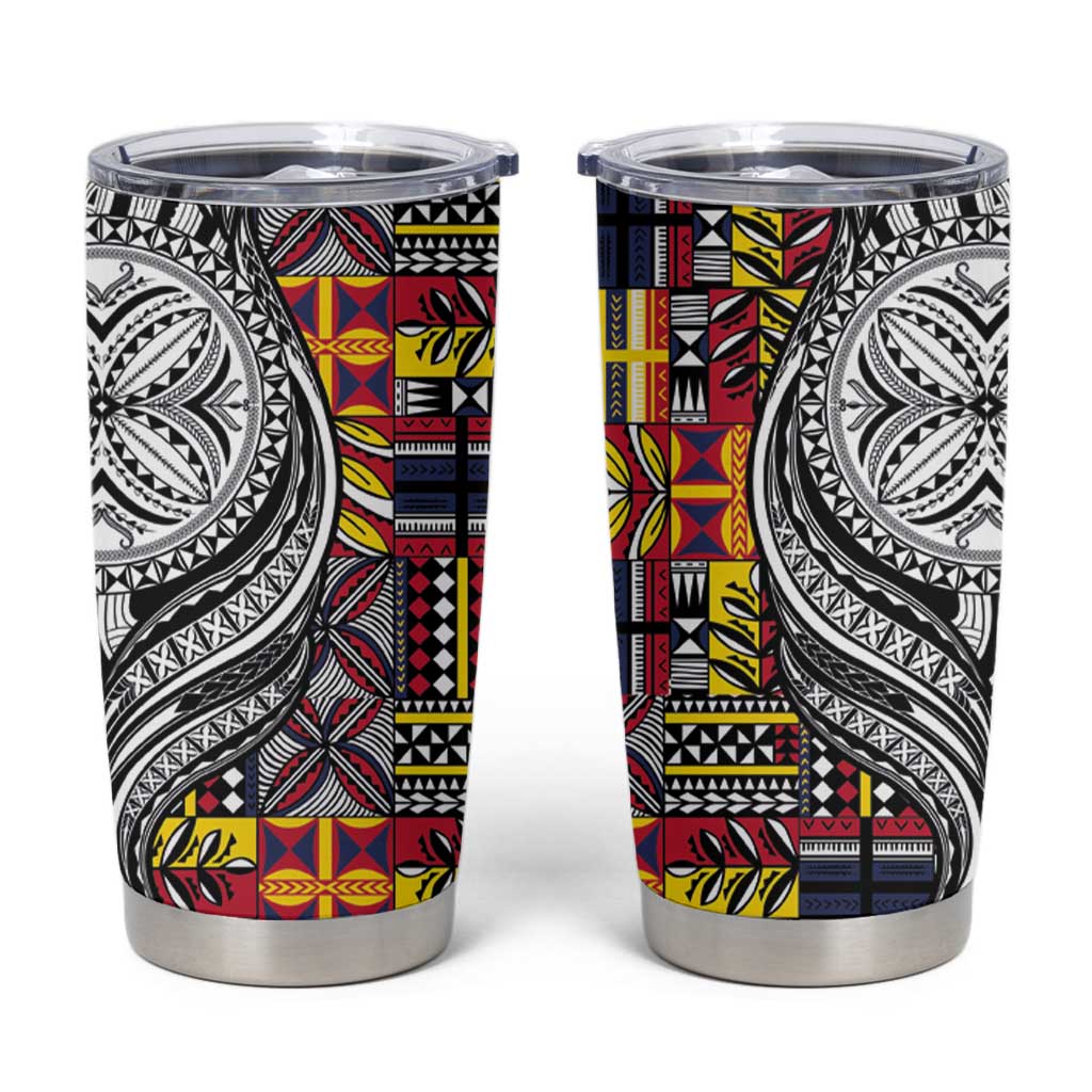 Niue Hiapo and Maori Decoration Tattoos Tumbler Cup LT03 White - Polynesian Pride