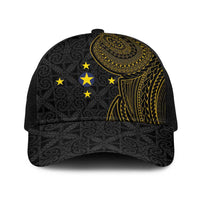 Niue Polynesian Hiapo Tattoo Art Baseball Net Cap Half Style Black Gold Color LT03 One Size Black Black - Polynesian Pride