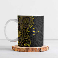 Niue Polynesian Hiapo Tattoo Art Ceramic Mug Half Style Black Gold Color LT03 Black - Polynesian Pride