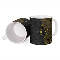 Niue Polynesian Hiapo Tattoo Art Ceramic Mug Half Style Black Gold Color LT03 - Polynesian Pride
