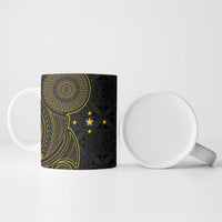 Niue Polynesian Hiapo Tattoo Art Ceramic Mug Half Style Black Gold Color LT03 - Polynesian Pride