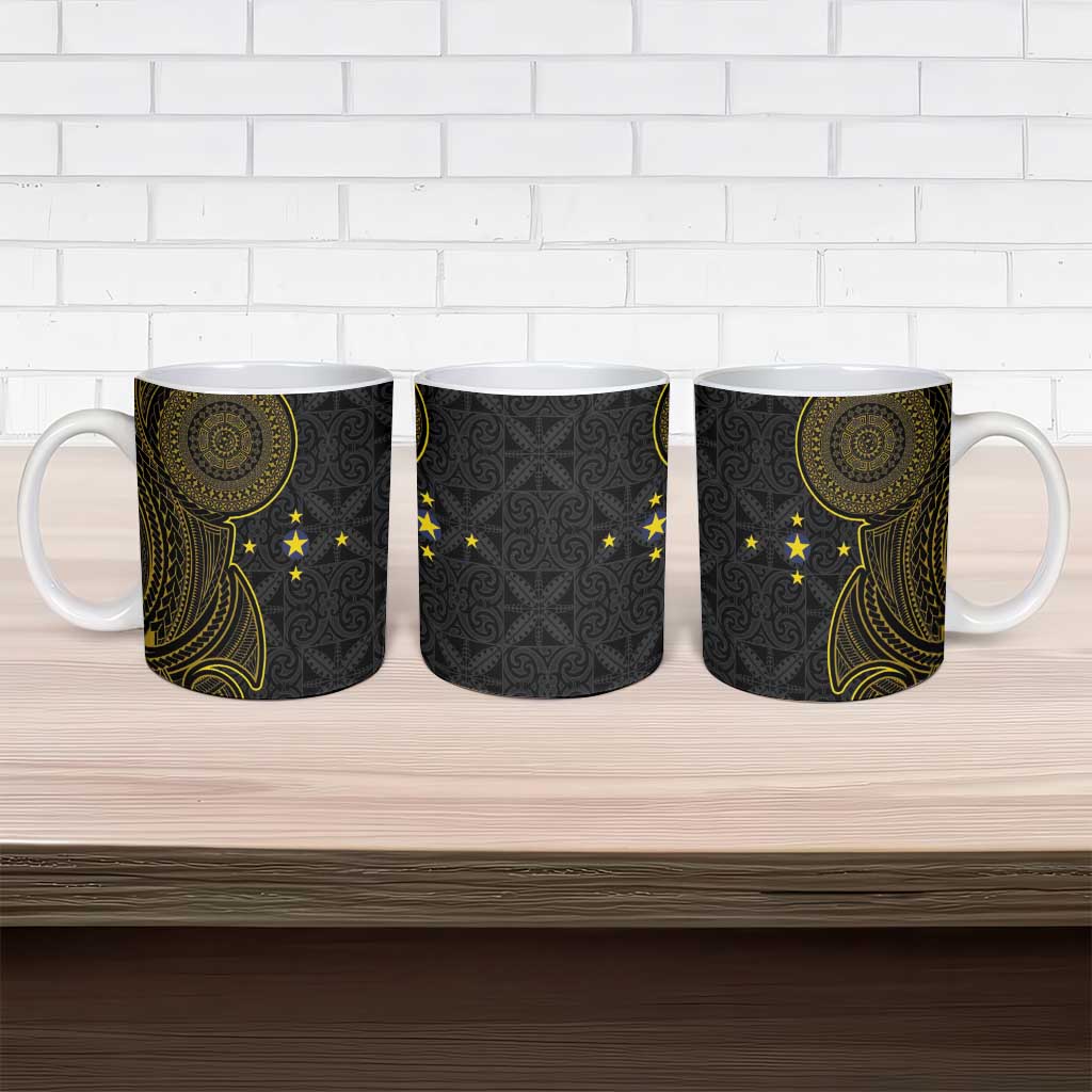 Niue Polynesian Hiapo Tattoo Art Ceramic Mug Half Style Black Gold Color LT03 - Polynesian Pride